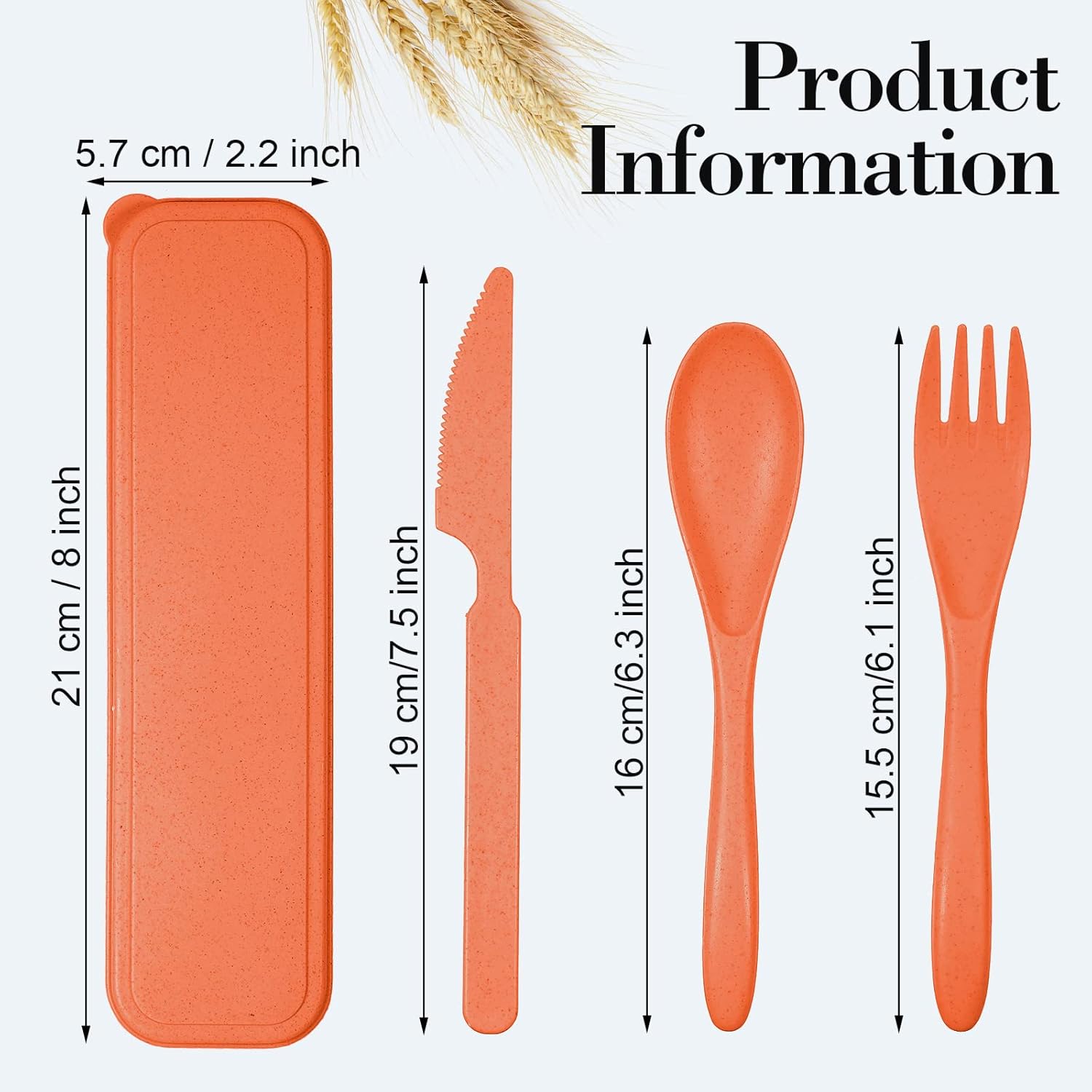 Yahenda 28 Sets Reusable Travel Utensils Set with Case Wheat Straw Cutlery Portable Spoon Knife Forks Plastic Tableware Lunch Box Accessories Bulk for Adults Travel Picnic Camping Utensils(Multicolor) - Image 2